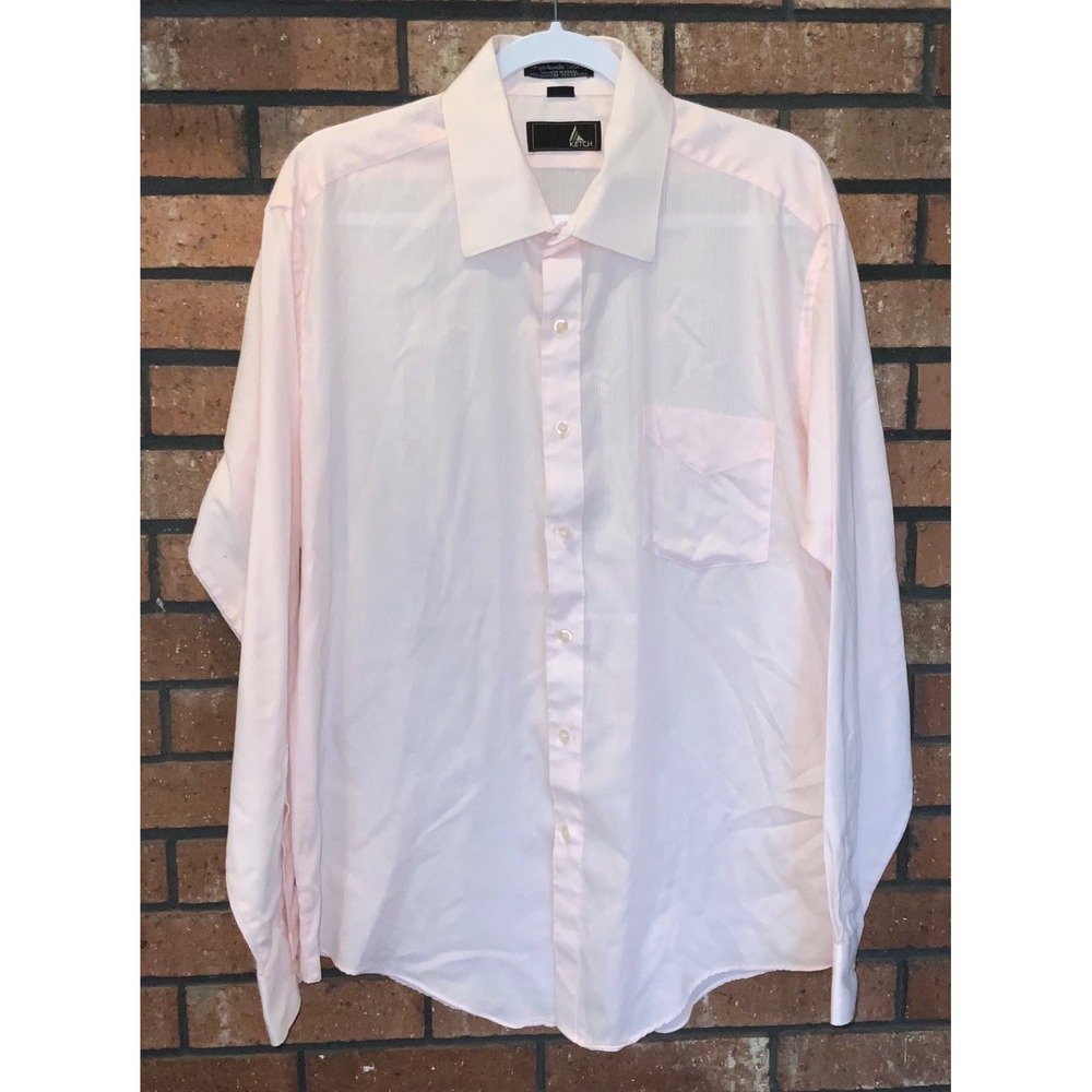 Ketch Mens Light‎ Pink Pinstripe Dress Shirt Long Sleeve Button Up Single Needle